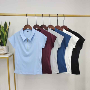 Chemise d'équitation à manches courtes pour femme en laine/coton, logo personnalisé bleu clair, anti-rétrécissement - Product Image 5