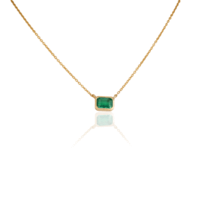 Collier pendentif en zircon émeraude - Chaîne géométrique plaquée rhodium et or rose - Product Image 1