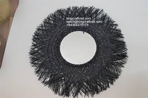 Vente en gros de miroirs suspendus tissés Miroir mural tournesol de palmier Décoration Design traditionnel Taille personnalisable Écologique Vietnam - Product Image 5