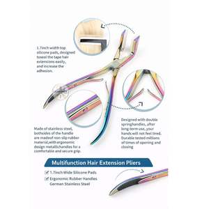 Pince professionnelle en acier inoxydable pour extensions à clipser avec surface de scellement plate pour coiffeurs - Product Image 4