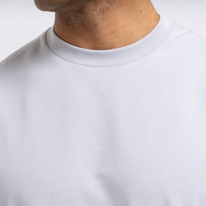 T-shirts décontractés amples à manches courtes pour hommes, couleur unie, col rond, en coton, pour le sport et la gym, avec logo personnalisé, vente chaude - Product Image 3