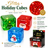 Jouet anti-stress personnalisé avec logo, cube scintillant de Noël, jouet sensoriel à presser doux au toucher avec motifs Père Noël, bonhomme de neige et sapin