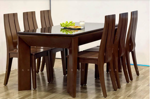 Ensemble de salle à manger café en bois moderne 6 places avec pieds en métal de haute qualité pour la maison salon appartements villas hôtels restaurants - Product Image 4