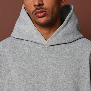 Sweat-shirt à capuche avec poche surdimensionné pour homme, qualité supérieure, logo personnalisé, tissu doux, épaules tombantes, solide, sans ficelle, hiver - Product Image 2