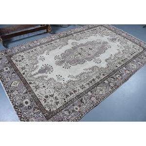 Tapis turc vintage, tapis de 5,7 x 9,6 pieds, tapis Ikat brun gris - Product Image 2