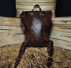 Mochila de cuero para hombre Mochila De Cuero Universidad Roll Top mochila regalo él personalizado - Product Image 5