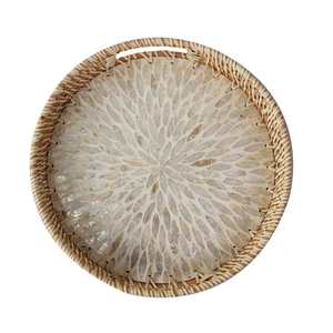 Bandeja redonda de alta calidad superventas con incrustaciones de nácar MDF ecológico para decoración del hogar y servicio de Vietnam - Product Image 1