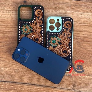 <b>New</b> Handmade Stylish Tooled Leather Phone Case Personalized Vintage Luxury High Quality Tooled Floral Case for <b>IPhone</b> 15 Pro Max - Product Image 1