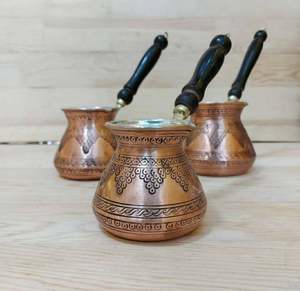 Cafetière turque luxueuse en cuivre avec poignée en bois, vaisselle, tasse à café, décoration de table pour la maison, la cuisine, le restaurant, l'hôtel, les fêtes - Product Image 6