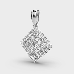 IGI Certified Lab Grown Diamond Snowflake <b>Cluster</b> Pendant with Emerald Cut Drop in 9K Yellow / Rose & White Gold - Product Image 3