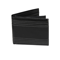 Dompet lipat kulit asli untuk pria, dompet lipat dua kulit asli dengan fitur RFID, desain ramping, penutup terbuka, tahan lama, dompet kartu kanvas