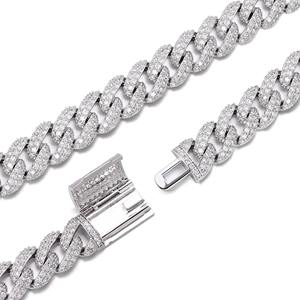 Collar de Cadena Cubana, Fábrica, Personalizado, Oro Blanco de 10k, Diamante Cultivado en Laboratorio, 10mm, Estilo Hip-hop Rap, Collar para Hombre, Joyería para Fiesta - Product Image 2