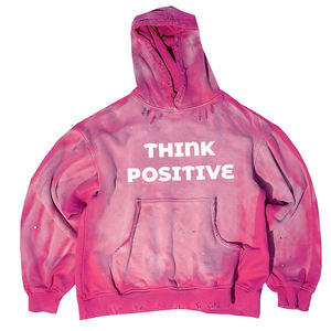 OME Service Heavy Weight Men's Oversize Hoodies Pink Color Distress Sun Fad Sudadera con capucha para hombre para invierno - Product Image 1