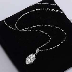 Collar con Colgante de Plata de Ley 925 con Diseño de Halo, Moissanita Marquise VVS de 1.00 CT, Ojos de Caballo, Regalos Exquisitos para Uso Diario - Product Image 4