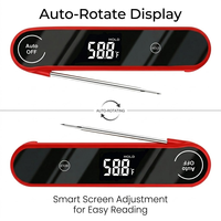 Thermomètre numérique étanche IP66 pour viande, lecture instantanée en 0,6s, écran tactile LCD, sonde alimentaire pliable pour barbecue, grillades, cuisine