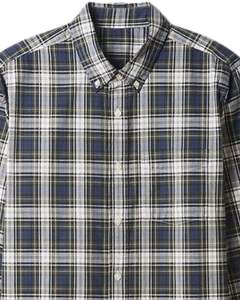 Chemise à carreaux boutonnée pour homme, bleu marine et blanc, manches longues, décontractée, en flanelle de coton, confortable pour le quotidien, vente en gros - Product Image 4