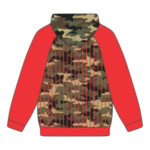 KAP Camo Pullover <b>Hoodie</b> Red Raglan Sleeves Pinstripes Cotton Blend Greek Fraternity Apparel Divine Nine HBCU Greek Merch - Product Image 3