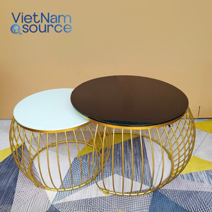 Table basse ronde de luxe en acier inoxydable avec base en or Table à manger bistro moderne pour la maison café Restaurant utilisation scolaire en plein air - Product Image 3