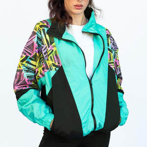 Chaqueta Urbana Abstracta con Cierre para Mujer, Diseño Gráfico Atrevido, Estilo Urbano, Ropa Exterior Informal para Uso Diario - Product Image 2