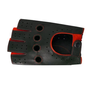 Men's Genuine <b>Leather</b> <b>Fingerless</b> Driving <b>Gloves</b> Comfortable Half-Finger Motorcycle Cycling Gear with Punk Design Unlined - Product Image 3