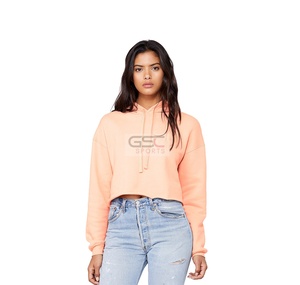 Sweat-shirt à capuche en polaire pour femme, haut court, couleur unie, impression personnalisée, vente en gros - Product Image 4