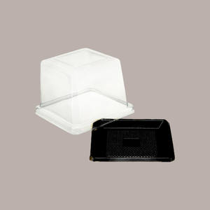 25 Pcs Medoro Couvercles Jetables en Plastique Rigide Transparent avec Plateau Carré 28x28H8 cm - Product Image 2