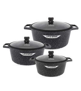 Juego de Ollas de Cocina Antiadherentes de Granito de 6 Piezas de Primera Calidad, Ollas para Sopa con Tapas, Base de Inducción - Product Image 1