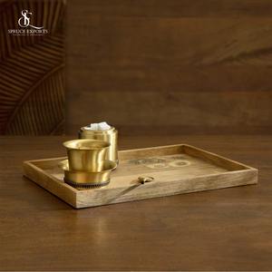 Plateau de service rectangulaire en bois avec impression de feuilles Design moderne multifonctionnel pour la maison Ramadan et la décoration de mariage-Bestseller - Product Image 1
