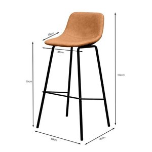 Contemporary Farmhouse <b>Adjustable</b> Metal <b>Bar</b> <b>Stool</b> with Leather Seat and Metal Frame - Product Image 3