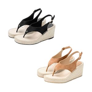 Espadrilles en jute à la mode pour femmes sandales d'été compensées avec semelle tressée EVA et jute chaussures décontractées pour dames fabriquées en BD - Product Image 1