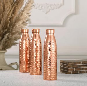 Bouteilles d'eau en cuivre pur peintes, best-sellers, avec paille, prix raisonnable, vente directe d'usine - Product Image 1