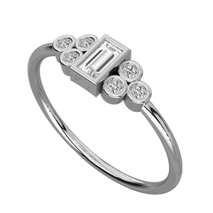 แหวนแต่งงานทรงบาแกตต์และทรงกลมประดับเพชรแบบวงแหวน - Product Image 1