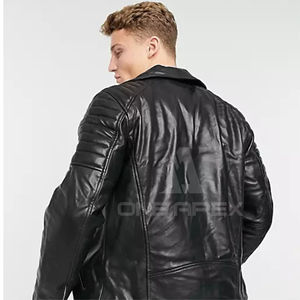 Veste en cuir pour hommes confortable et souple High Street livraison rapide taille régulière saison d'hiver veste en cuir de motard pour hommes - Product Image 4