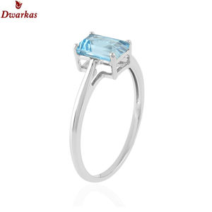 แหวนพลอยโทแพซสีฟ้าเงินสเตอร์ลิง925สำหรับผู้หญิงเครื่องประดับผู้ชาย - Product Image 2