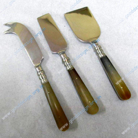 Ensembles de couverts en acier de portabilité Cuillère de mariage en laiton de l'Inde et fourchette en métal Couverts en acier miroir Couteaux de cuisine Incrustation d'os