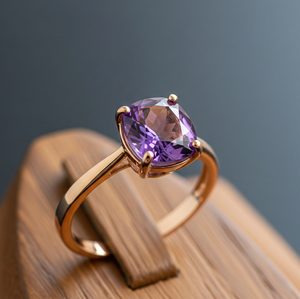 High Quality 925 Silver Fashion <b>Ring</b> Latest Design Amethyst <b>Crystal</b> Band Rose Gold Plating Trendy for Wedding Parties - Product Image 2