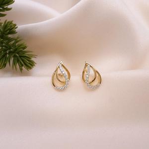 Pendientes de Botón con Diseño de Lágrima Curva, Nuevos y Elegantes, en Oro Amarillo Puro de 18K o Plata, con Diamantes Cultivados en Laboratorio para Mujer - Product Image 4