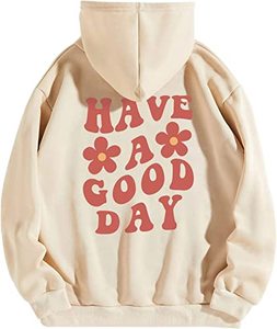Sudadera con Capucha de Felpa para Mujer, Estilo Casual de Invierno, Tejida, Oversize, con Estampado Gráfico de Letras - Product Image 4