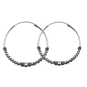 Aro Bali De <b>Plata</b> 1.5 X 45 mm 1 Sterling Silver Hypoallergenic Fashionable Hoop Earrings - Product Image 1