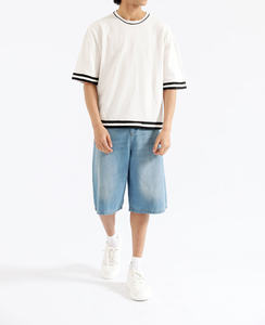 Ensemble de survêtement streetwear tendance pour homme, 2 pièces, été, logo brodé personnalisé, respirant, 100% coton, chemise courte - Product Image 3