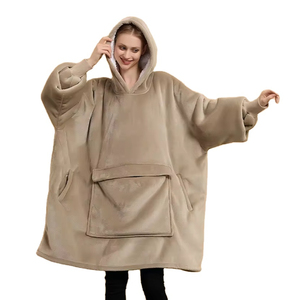 2025 Couverture à capuche Sherpa solide surdimensionnée Super douce et chaude avec manches et poches Couverture de confort portable - Product Image 1