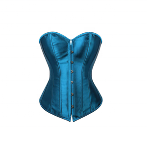 <b>Women</b> <b>Corset</b> Green Satin Front Folding Ribbons with Grommets Gothic Waist Trainer Over bust <b>Corset</b> Top Reasonable Price OEM - Product Image 1