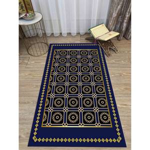 Alfombra de Oración Azul Marino: Elegante Alfombra Islámica Dorada para la Adoración, Impresa, con Pelo Suave - Product Image 4