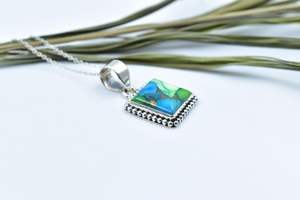 จี้สร้อยคอเงินสเตอร์ลิง925พร้อมสร้อยปรับได้จี้นกยูงเทอร์ควอยซ์แฮนด์เมด - Product Image 2