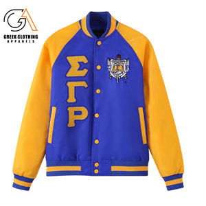 Sigma Gamma Rho เสื้อแจ็กเก็ตเบสบอลผ้าซาตินสไตล์กรีกปักแบบกลับด้านได้สำหรับผู้ชาย - Product Image 1