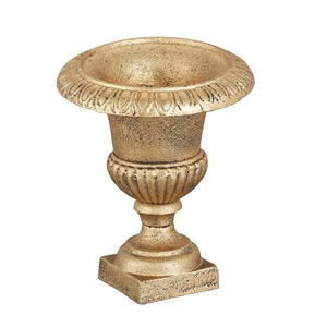 Silver Antique Flower Urn <b>Vase</b> on <b>Square</b> Base Rough Finished Home Decorative Table <b>Vase</b> for Flowers and Plants Decoration - Product Image 3