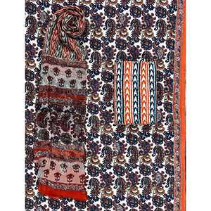 Conjunto de Salwar Kameez sin coser con estampado de bloques Khadi, Dupatta de Chiffon, Estilo de Vestido Pakistaní, Saree Bordado, Georgette Banarasi - Product Image 1