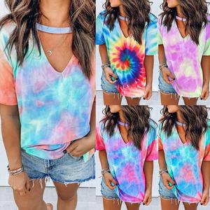 Camisetas de Yoga informales de verano de manga corta con cuello redondo sólido personalizado de alta calidad para mujer 100% algodón Anti-Pilling - Product Image 5