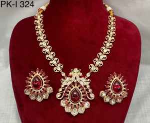 Ensemble collier et boucles d'oreilles en laiton Kundan diamants américains de luxe bijoux de mode pour mariages fêtes fiançailles anniversaires - Product Image 1