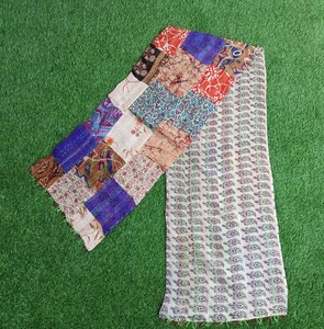 vintage silk kantha patchwork ladies stole vintage kantha muffler assorted color 45x180 cm <b>scarves</b> fine stich silk neck <b>scarf</b> - Product Image 4